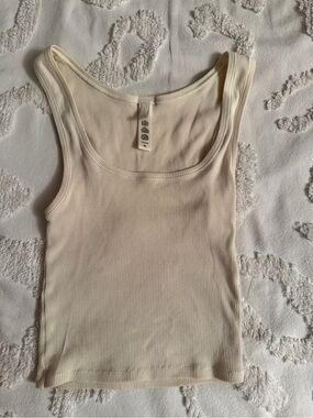 Cream Ribbed Skims Tank Top -  Women’s Scoop Neck